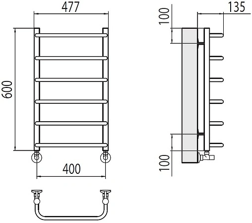 Полотенцесушитель водяной лесенка Terminus Стандарт П6 400х600 полированная сталь 4670078530318
