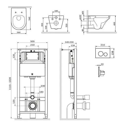Комплект 6 в 1 Am.Pm Inspire FlashClean IS49051.501700 с кнопкой хром глянцевый