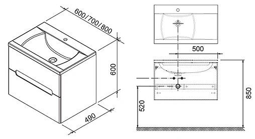 Тумба-умывальник подвесная Ravak SD Classic II 80 R белый/капучино X000000913+XJDL1180000