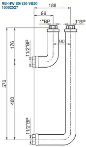Набор для подключения 1&quot;нг x 1&quot;нг WATTS RB-HW80/120 VB20 10082527, 2