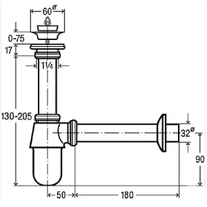 Сифон бутылочный для раковины Viega 5756 хром 456580 Сифон бутылочный для раковины Viega 5756 хром 456580, 3