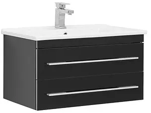 Тумба-умывальник подвесная Aquanet Верона N 75 чёрный 00186291+00182319, 1