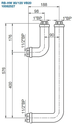 Набор для подключения 1&quot;нг x 1&quot;нг WATTS RB-HW80/120 VB20 10082527