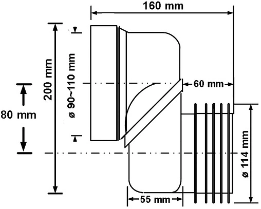 Патрубок для унитаза эксцентриковый Mc Alpine 80мм MRWCLO-8
