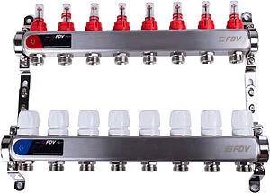 Группа коллекторная с расходомерами 8 отводов 1&quot;в/в x ¾&quot;ек FDV S1101A-⅛, 1