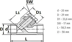 Фильтр угловой сетчатый 20мм в/в Политэк 9100302012 Фильтр угловой сетчатый 20мм в/в Политэк 9100302012, 2