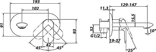 Смеситель для раковины из стены BelBagno Ferrano хром FER-BL-CRM Смеситель для раковины из стены BelBagno Ferrano хром FER-BL-CRM