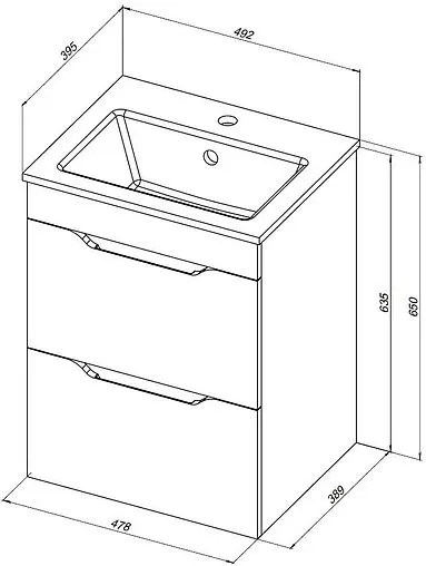 Тумба под умывальник Aquanet Практика 50 маренго 00330456