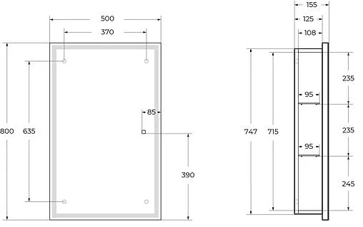 Шкаф-зеркало BelBagno 50 белый SPC-GRT-500/800-1A-LED-TCH