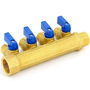 Коллектор запорный проходной 4 отвода ¾"в/н x ½"к Tiemme NINO 1820016 Коллектор запорный проходной 4 отвода ¾"в/н x ½"к Tiemme NINO 1820016, 3