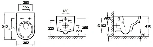 Унитаз подвесной безободковый Jacob Delafon Odeon Rive Gauche Rimless белый EDR102-00