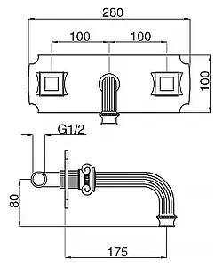 Смеситель для раковины из стены Cezares Olimp бронза OLIMP-BLS2-02-O, 2