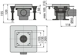 Трап горизонтальный AlcaPlast 100x100мм APV130 Трап горизонтальный AlcaPlast 100x100мм APV130, 2