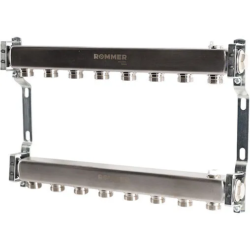 Группа коллекторная распределительная 8 отводов 1&quot;в/в x ¾&quot;ек Rommer RMS-4401-000008