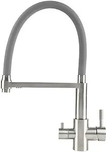 Смеситель для кухни с подключением к фильтру и выдвижным изливом Osgard Resa никель/серый 88493, 1