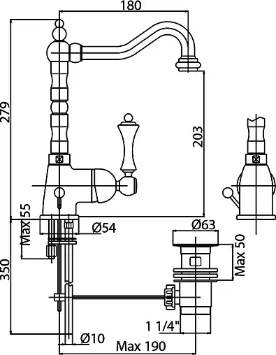 Смеситель для раковины Cezares Margot золото/белый MARGOT-LSM2-03/24-Bi