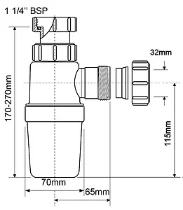 Сифон бутылочный для раковины Mc Alpine хром MRW1-CP-ANW, 2