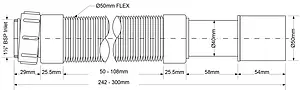 Слив гофрированный Mc Alpine 1½x40/50мм L=242-300мм MRMF2-03, 2