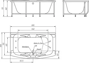 Ванна акриловая BellRado Сенатор 190x110 BR7011031-00, 4