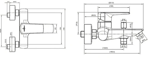 Смеситель для ванны Villeroy&amp;Boch Subway 2.0 хром TVT10200300061
