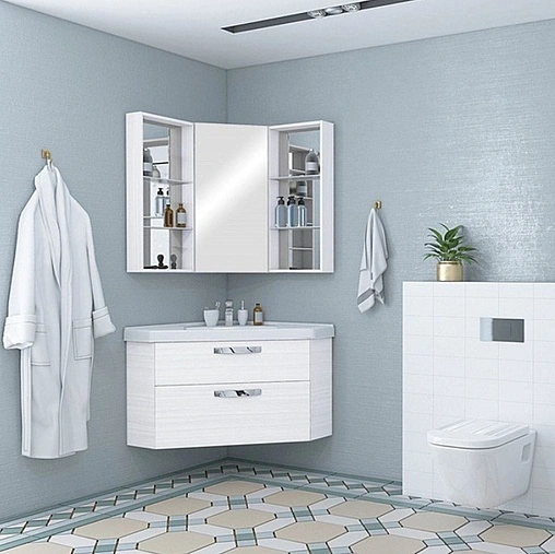 Шкаф-зеркало Aquaton Кантара дуб полярный 1A2057K2ANW70