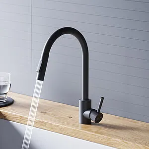 Смеситель для кухни с выдвижным изливом Dorff Logic чёрный матовый D3007522, 4