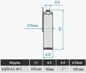 Насос скважинный центробежный 4" Водолей 60/60 БЦПЭ 0.5-40У БК Насос скважинный центробежный 4" Водолей 60/60 БЦПЭ 0.5-40У БК, 2
