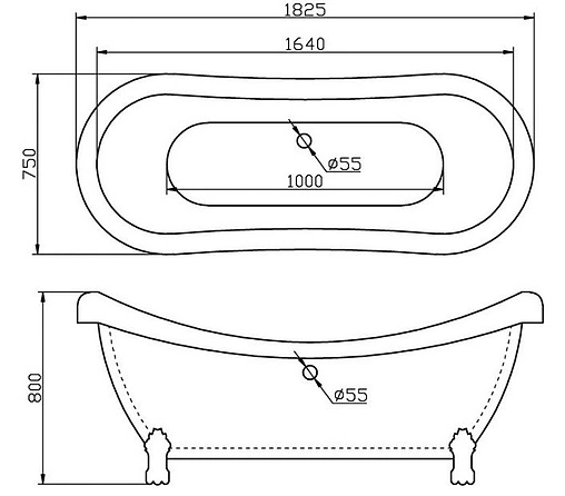 Ванна акриловая отдельностоящая BelBagno 180x75 BB05