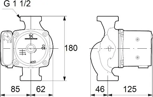 Насос циркуляционный Grundfos UPS 25-55 180 95906404