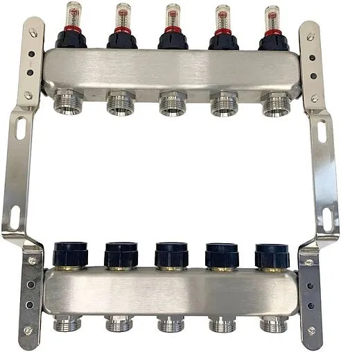 Группа коллекторная с расходомерами 5 отводов 1&quot;в/в x ¾&quot;ек WAAG WG.589.0605