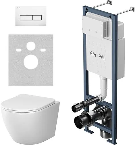 Комплект 6 в 1 Am.Pm Like Aquaspin IS110301.801900 с кнопкой белый глянцевый