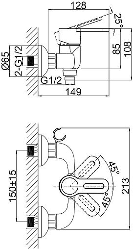 Смеситель для душа D&amp;K Rhein Paulinus хром DA1353101