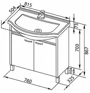 Тумба-умывальник напольная Aquanet Донна 80 дуб светлый 00168931+00168864, 2
