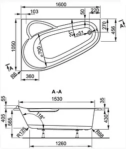 Ванна акриловая Vagnerplast Selena 160x105 R VPBA163SEL3PX-04 Ванна акриловая Vagnerplast Selena 160x105 R VPBA163SEL3PX-04, 2