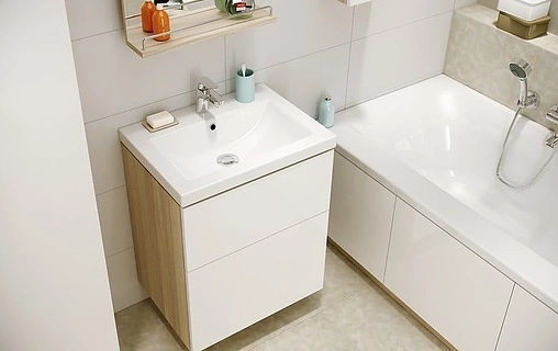 Тумба-умывальник Cersanit Smart 60 белый/ясень B-SU-SMA-CA60/Wh+S-UM-CAR60/1-w