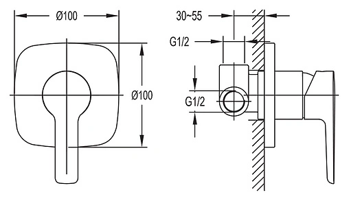 Смеситель для душа скрытого монтажа Cezares Tesoro хром TESORO-F-DIM-01