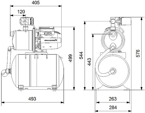 Станция автоматического водоснабжения Grundfos JP 4-47 PT-H A-A-BBVP 99463875