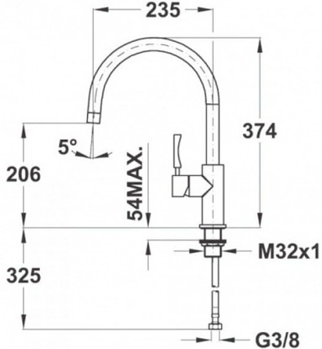 Смеситель для кухни Teka INX 915 нержавеющая сталь 749150200