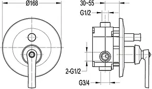 Смеситель для ванны скрытого монтажа Cezares Liberty хром LIBERTY-F-VDIM-01 Смеситель для ванны скрытого монтажа Cezares Liberty хром LIBERTY-F-VDIM-01, 2