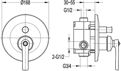 Смеситель для ванны скрытого монтажа Cezares Liberty хром LIBERTY-F-VDIM-01 Смеситель для ванны скрытого монтажа Cezares Liberty хром LIBERTY-F-VDIM-01
