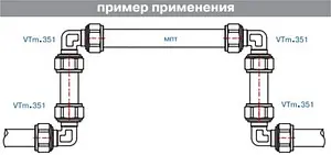 Уголок компрессионный соединительный 32мм Valtec VTm.351.N.003232, 3