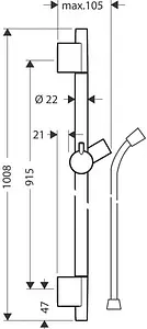 Душевая штанга Hansgrohe Unica S Puro 90 хром 28631000 Душевая штанга Hansgrohe Unica S Puro 90 хром 28631000, 2