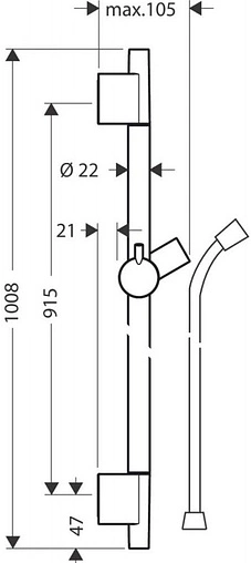 Душевая штанга Hansgrohe Unica S Puro 90 хром 28631000