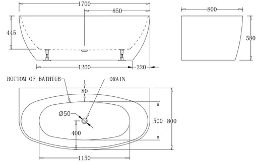 Ванна акриловая BelBagno 170x80 BB83-1700