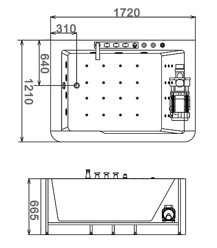 Ванна акриловая с гидромассажем Gemy 172x121 G9226 K