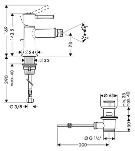 Смеситель для биде Hansgrohe Talis Classic хром 14120000 Смеситель для биде Hansgrohe Talis Classic хром 14120000, 2