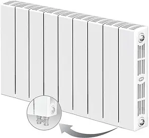 Радиатор биметаллический 9 секций нижнее правое подключение Rifar Supremo Ventil 350 RSVR35009 Радиатор биметаллический 9 секций нижнее правое подключение Rifar Supremo Ventil 350 RSVR35009, 1