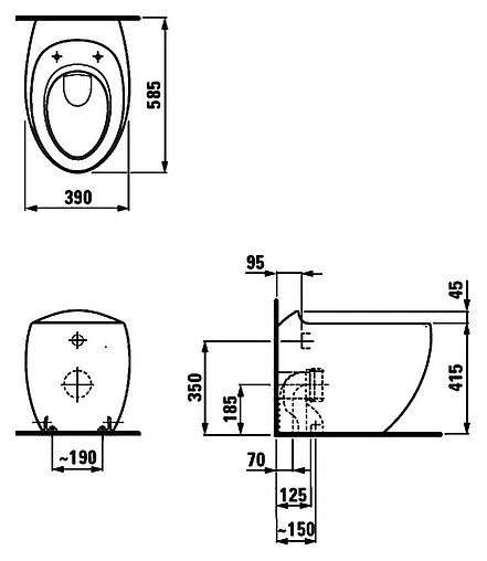 Унитаз приставной Laufen Alessi One c покрытием LCC белый 8.2197.1.400.000.1