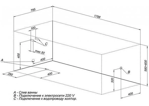 Ванна акриловая Aquanet Riviera 180x80 00230997