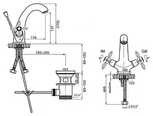 Смеситель для раковины Cezares Nostalgia хром NOSTALGIA-LS1-01 Смеситель для раковины Cezares Nostalgia хром NOSTALGIA-LS1-01, 2